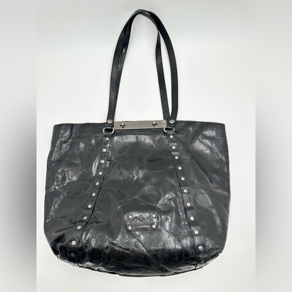 Patricia Nash Benvenuto Rivets Black Leather Tote Shopper Large - Picture 1 of 10